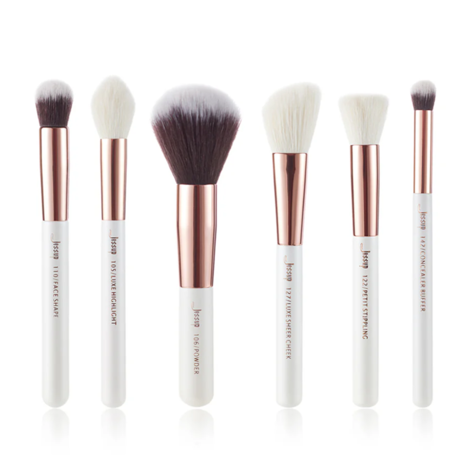 Pearl White/Rose Gold 6pc Professional Makeup Brush Set