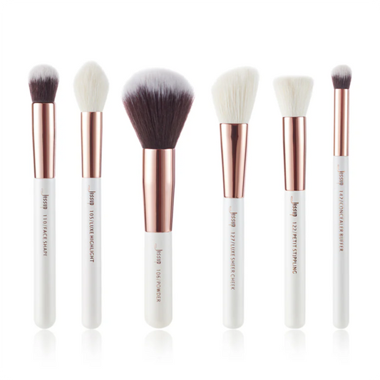 Pearl White/Rose Gold 6pc Professional Makeup Brush Set