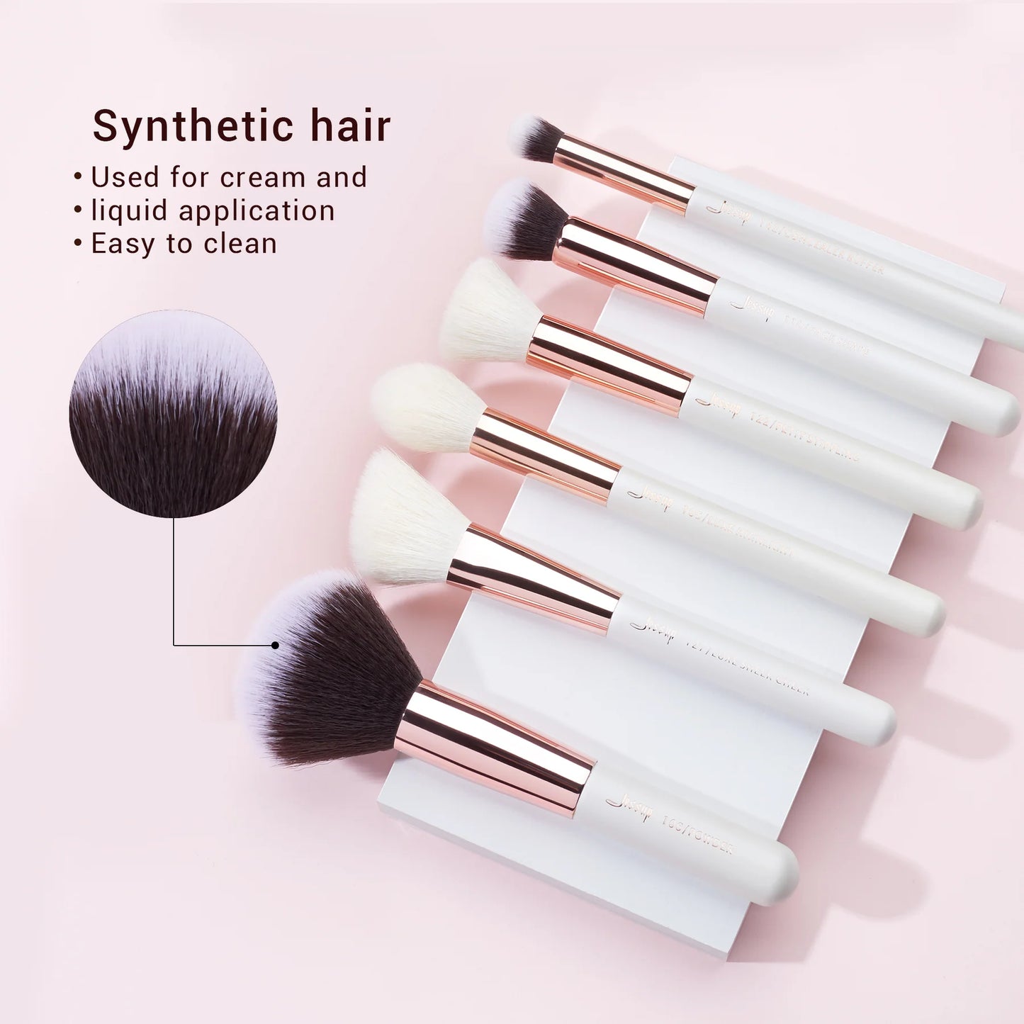 Pearl White/Rose Gold 6pc Professional Makeup Brush Set