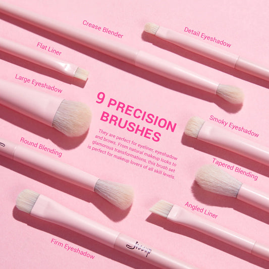 Crystal Pink Makeup Brushes Set Premium Vegan